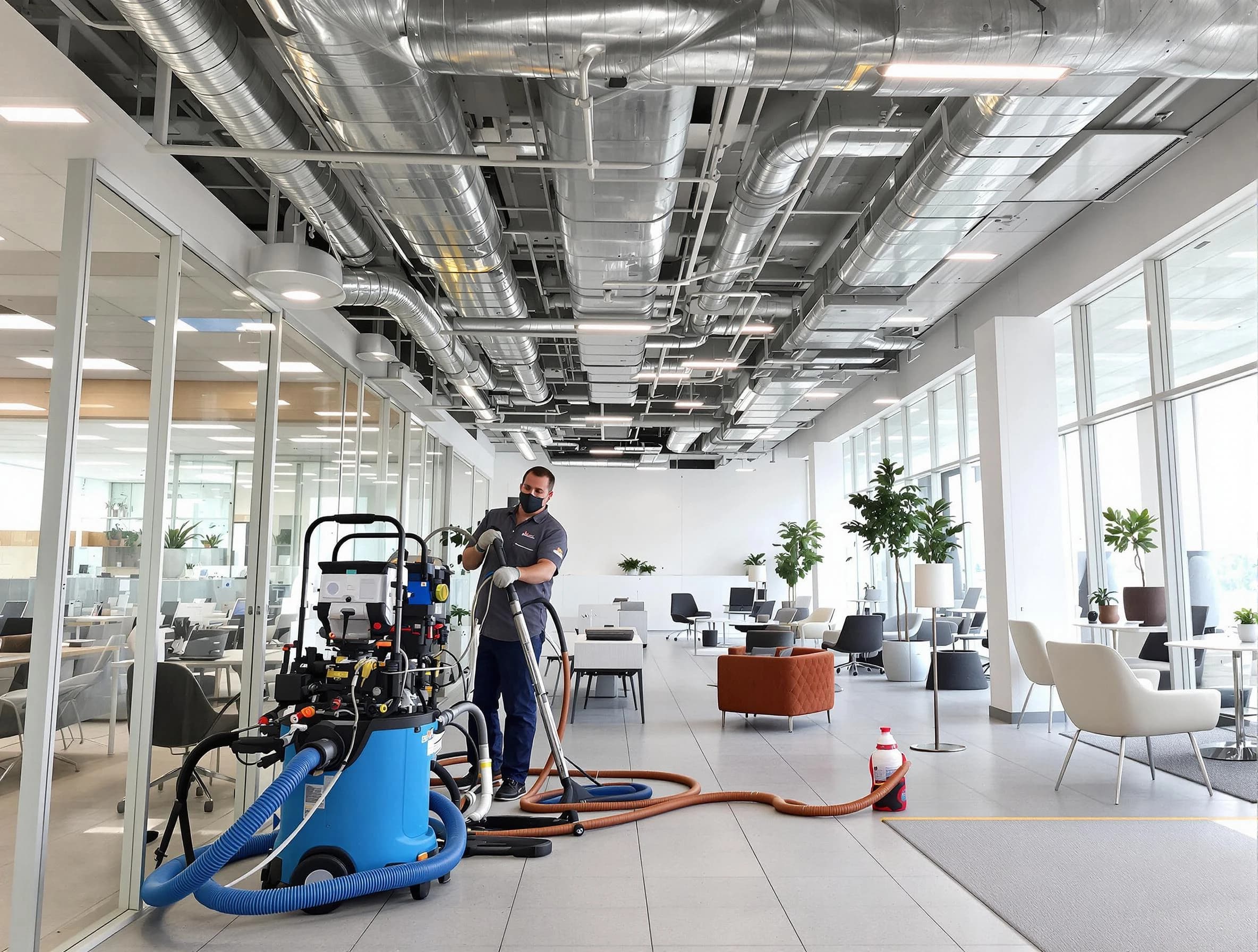 Irondale Air Duct Cleaning team conducting comprehensive commercial duct cleaning at a business location in Irondale